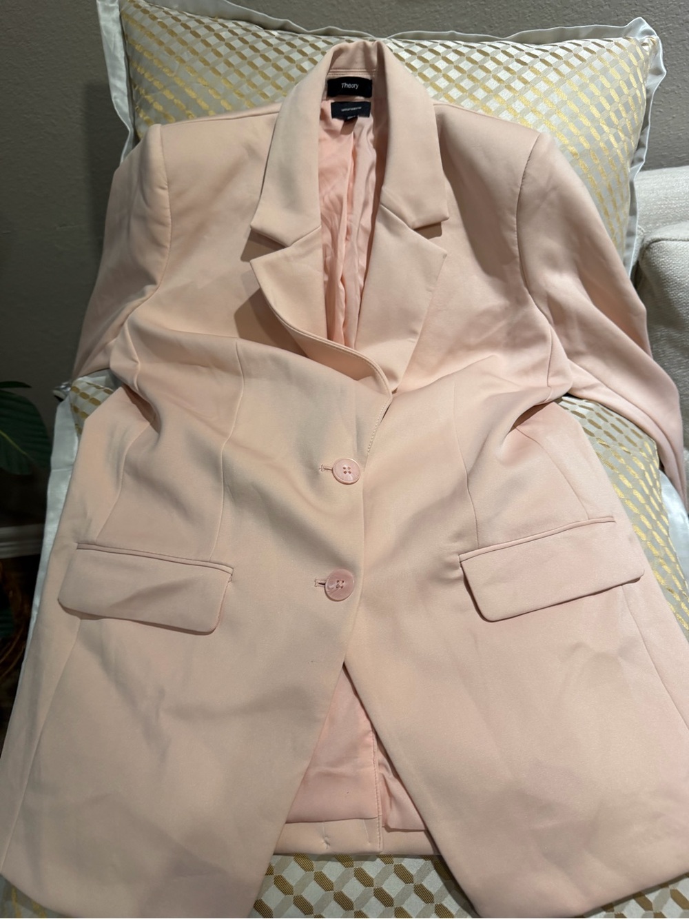 Theory Light Pink Single-Breasted Tailored Blazer